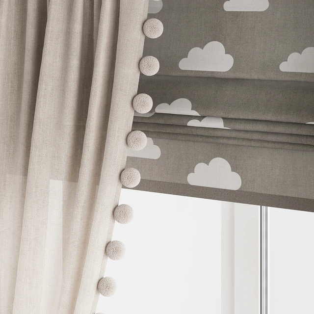 Curtains for the nursery ZS01 with pompoms — Descargar