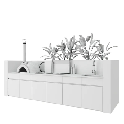 Outdoor kitchen with barbecue and pizza oven — Ver 2