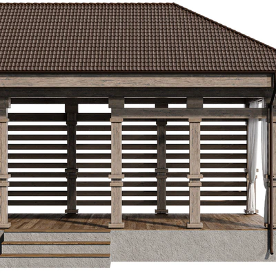 Gazebo with curtains — View 2