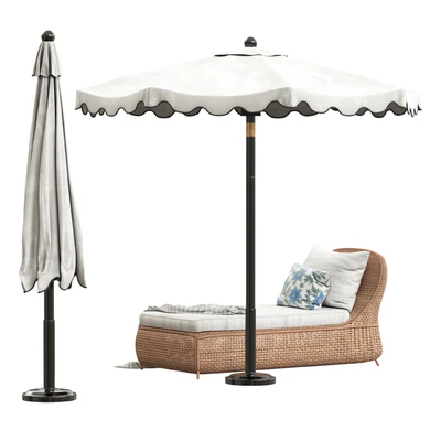 Scalloped umbrella and westport chaise — View 2