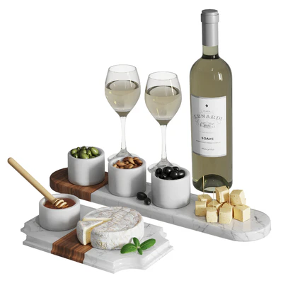 Set with white wine and snacks — descargar