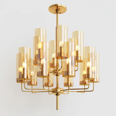 Hans-Agne Jakobsson Ceiling Lamp in Brass and Blue Original Glass 3 — download