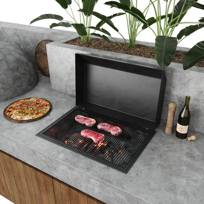 Outdoor kitchen with barbecue and pizza oven — Ver 5