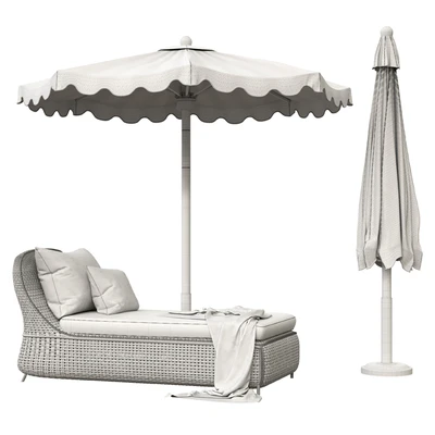 Scalloped umbrella and westport chaise — View 4