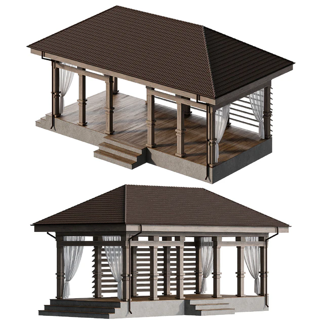 Gazebo with curtains — Download