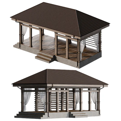Gazebo with curtains — download