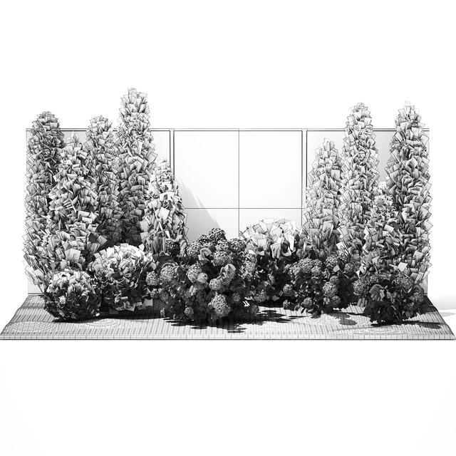 Collection of plants garden with bushes and trees for landscape design with thuja, cypress, flowering Hydrangea white. Set 1378. — Descargar
