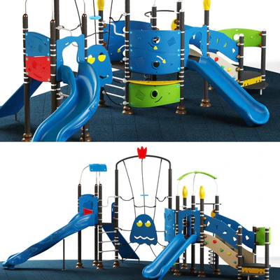 Kids playground equipment with slide climbing 09 — descargar