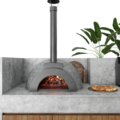 Outdoor kitchen with barbecue and pizza oven — Ver 7