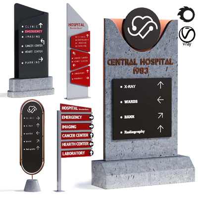 3d model of hospital information board for exterior — Ver 5