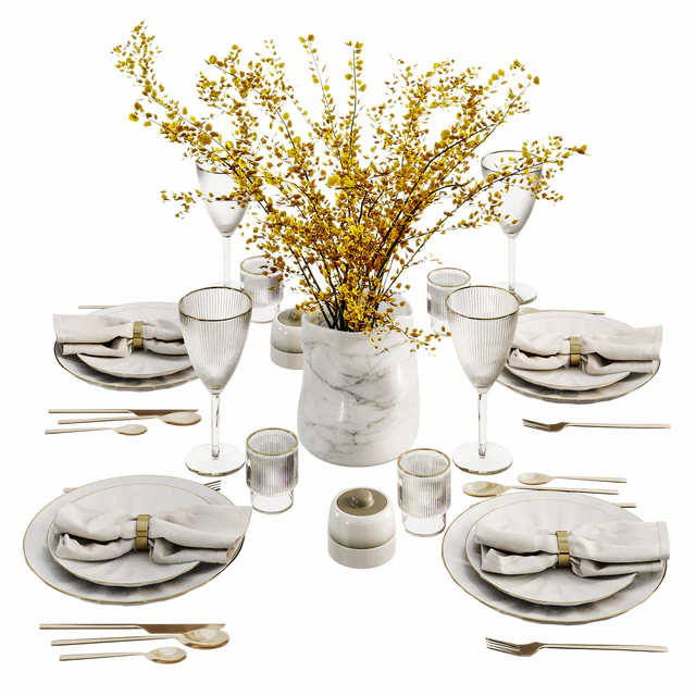Table setting with bouquet — Descargar