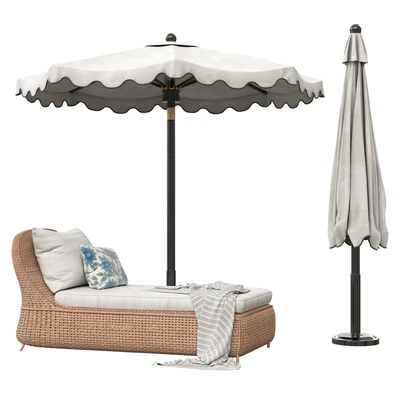 Scalloped umbrella and westport chaise — download