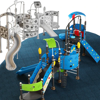 Kids playground equipment with slide climbing 09 — Ver 5